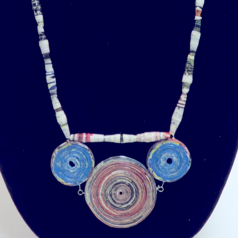 Upcycled Paper Origami Beaded Necklace